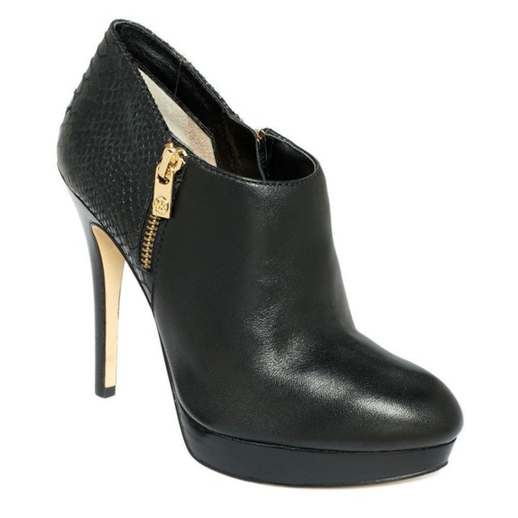 Michael Kors York Black Leather Platform Bootie High Heels
